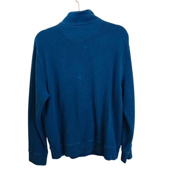Lands' End 100% Cotton 1/4 Zip Blue Pullover Size L - Picture 3 of 6
